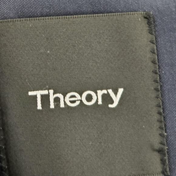 Theory Blazer Mens 42 Navy Blue Simons Lenix Two Button Stretch Cotton Jacket - Picture 13 of 15